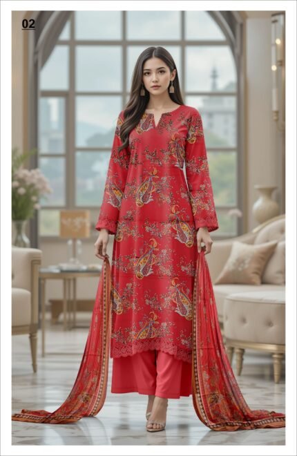 AL-KARAM Premium Printed Lawn 2PCs
